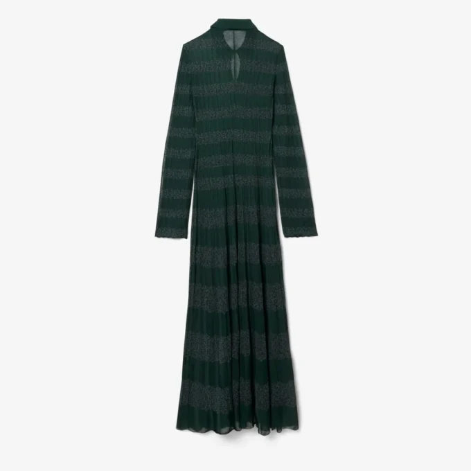 Runway Polo Tişört Yakalı Pointelle Maxi Elbise