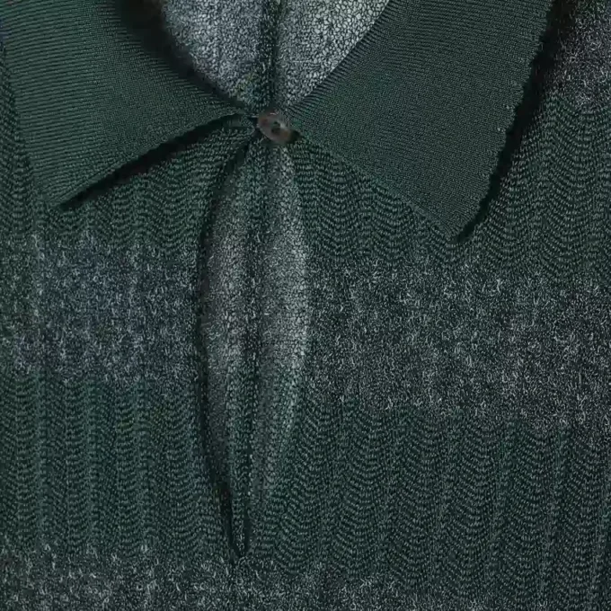 Runway Polo Tişört Yakalı Pointelle Maxi Elbise