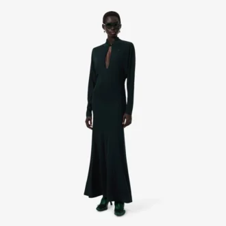 Runway Polo Yakalı İpek Maxi Elbise