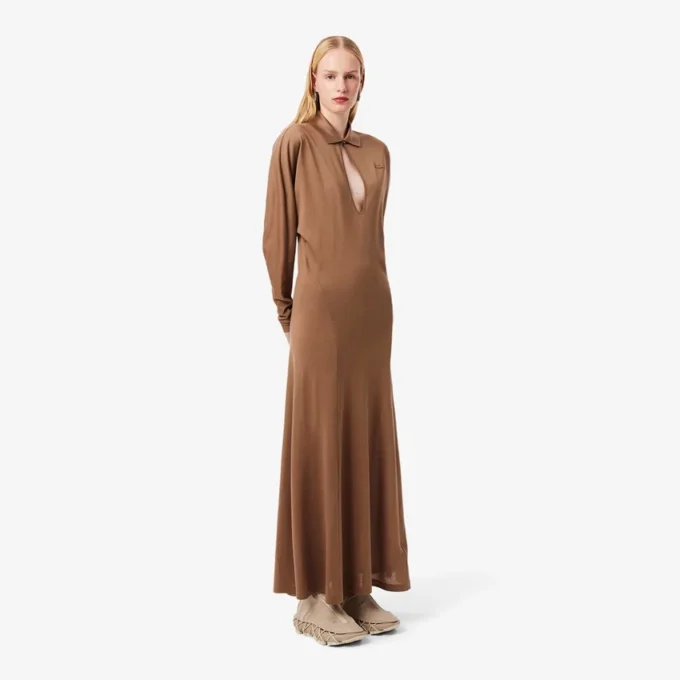 Runway Polo Yakalı İpek Maxi Elbise