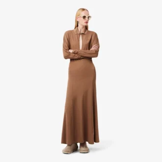 Runway Polo Yakalı İpek Maxi Elbise