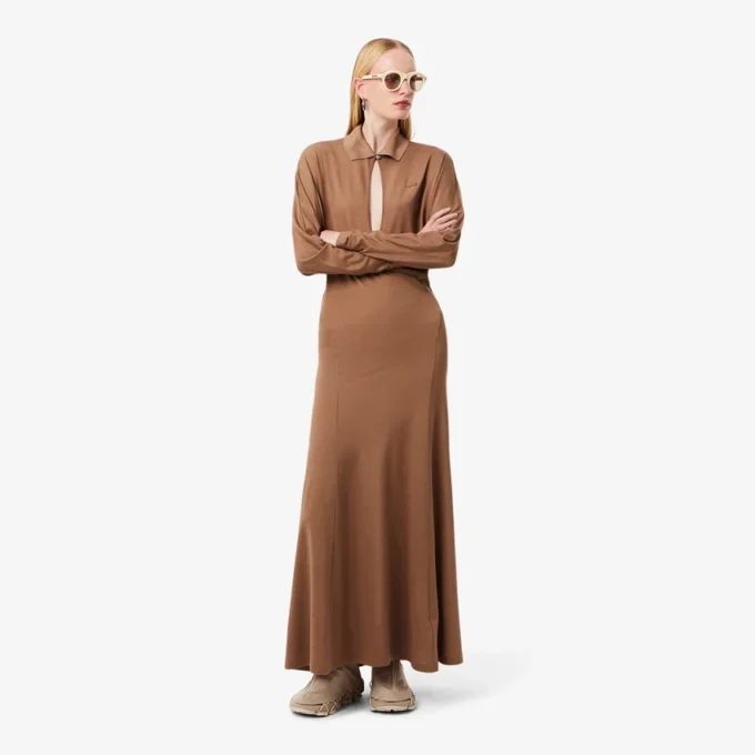 Runway Polo Yakalı İpek Maxi Elbise