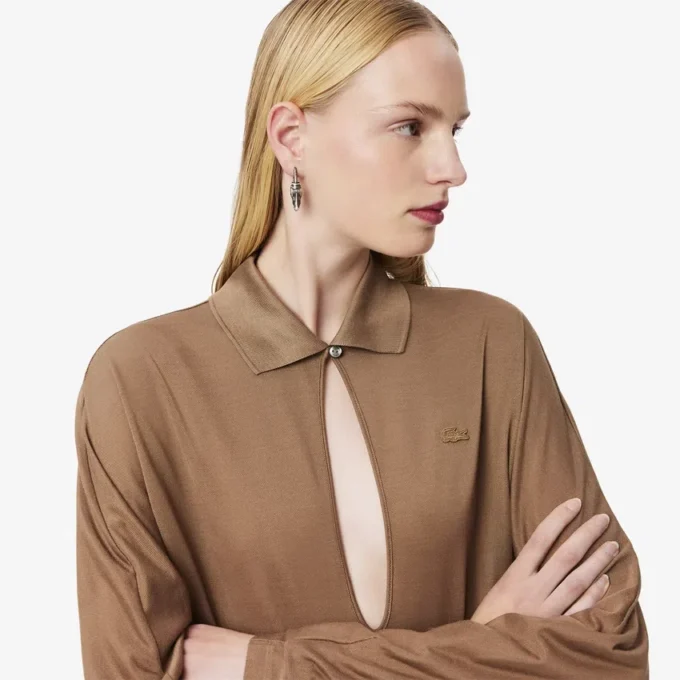 Runway Polo Yakalı İpek Maxi Elbise