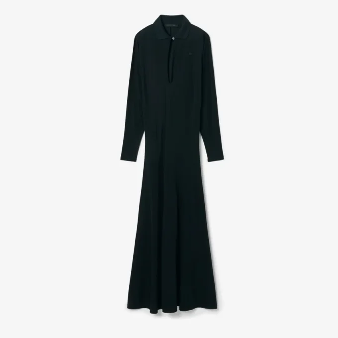 Runway Polo Yakalı İpek Maxi Elbise