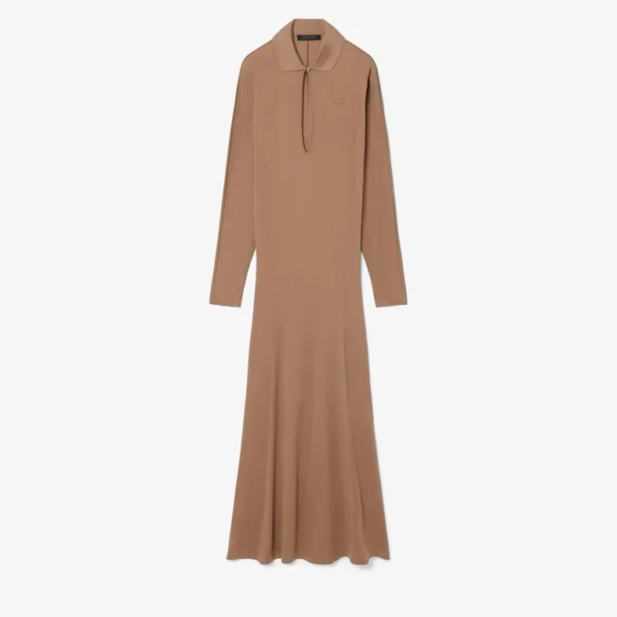 Runway Polo Yakalı İpek Maxi Elbise