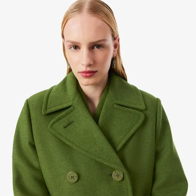 Runway Uzun Slub Yün Pea Coat