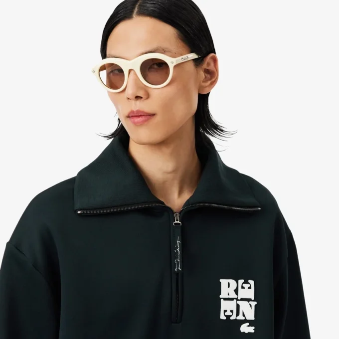 Runway Yüksek Yakalı Fermuarlı Rozetli Sweatshirt