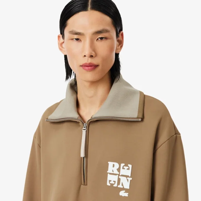 Runway Yüksek Yakalı Fermuarlı Rozetli Sweatshirt