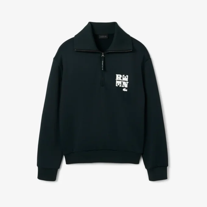 Runway Yüksek Yakalı Fermuarlı Rozetli Sweatshirt