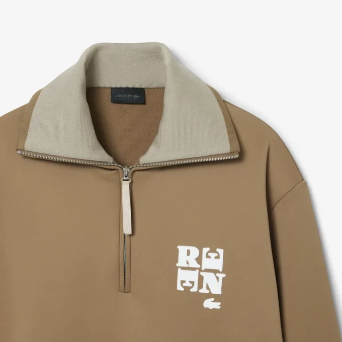 Runway Yüksek Yakalı Fermuarlı Rozetli Sweatshirt