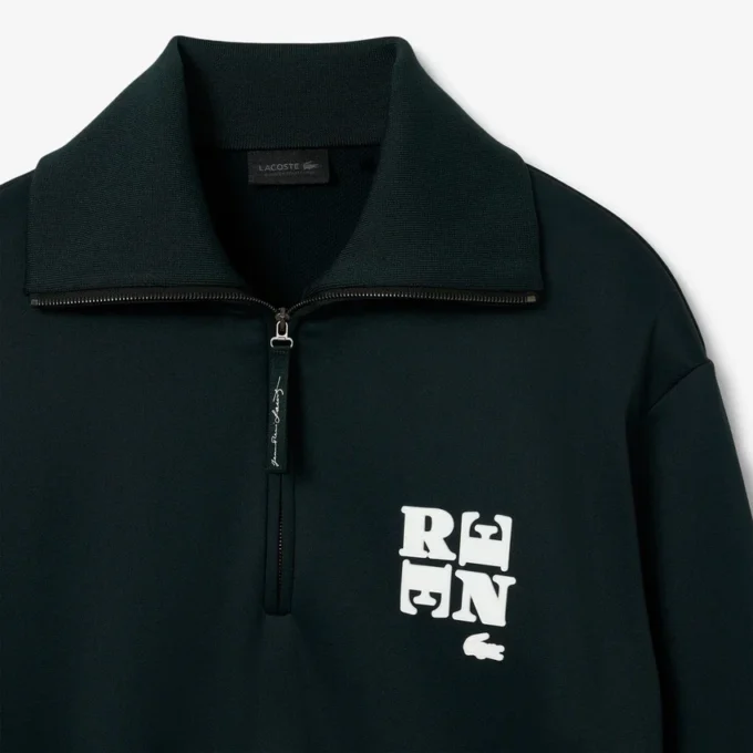 Runway Yüksek Yakalı Fermuarlı Rozetli Sweatshirt