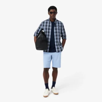 Slim Fit Gingham Desenli Streç Poplin Gömlek