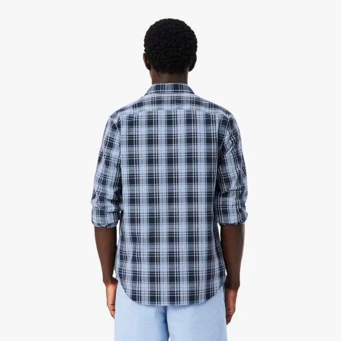 Slim Fit Gingham Desenli Streç Poplin Gömlek