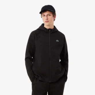 Spor Streç Fermuarlı Kapüşonlu Sweatshirt