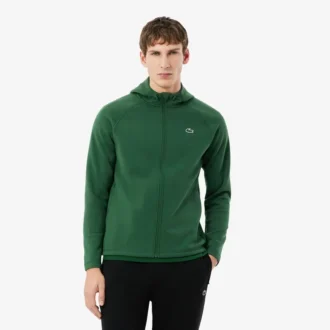 Spor Streç Fermuarlı Kapüşonlu Sweatshirt
