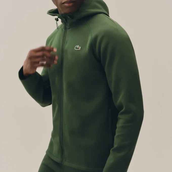 Spor Streç Fermuarlı Kapüşonlu Sweatshirt