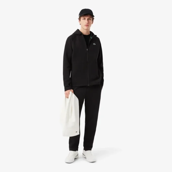 Spor Streç Fermuarlı Kapüşonlu Sweatshirt