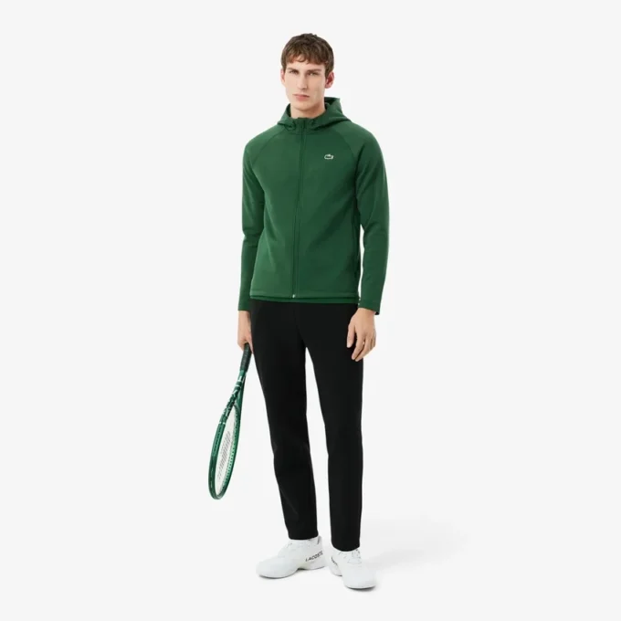 Spor Streç Fermuarlı Kapüşonlu Sweatshirt