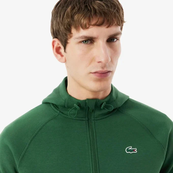 Spor Streç Fermuarlı Kapüşonlu Sweatshirt