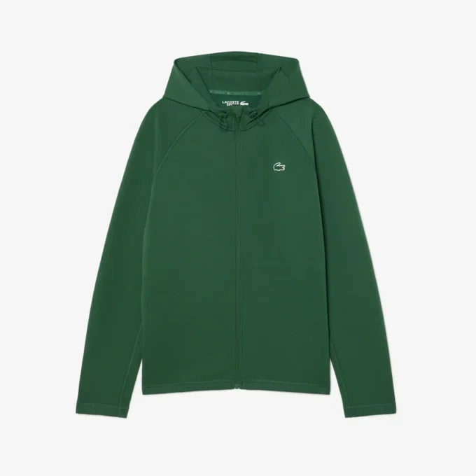 Spor Streç Fermuarlı Kapüşonlu Sweatshirt