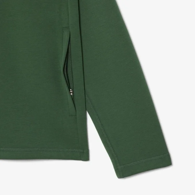Spor Streç Fermuarlı Kapüşonlu Sweatshirt