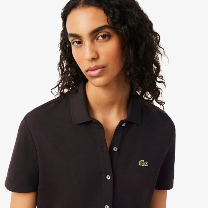 Stretch Piqua Pileli Polo Tişört Elbise
