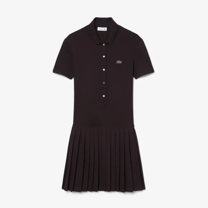 Stretch Piqua Pileli Polo Tişört Elbise