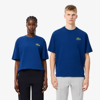 Unisex Bol Kesim Kalın Pamuklu Rozetli Tişört