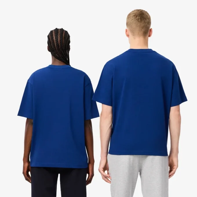 Unisex Bol Kesim Kalın Pamuklu Rozetli Tişört
