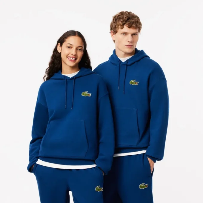Unisex Bol Kesim Rozetli Kapüşonlu Sweatshirt