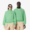 Unisex Bol Kesim Rozetli Yarım Fermuarlı Sweatshirt