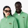 Unisex Bol Kesim Rozetli Yarım Fermuarlı Sweatshirt