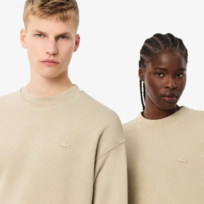Unisex Bol Kesim Yıkanmış Efektli Polar Sweatshirt