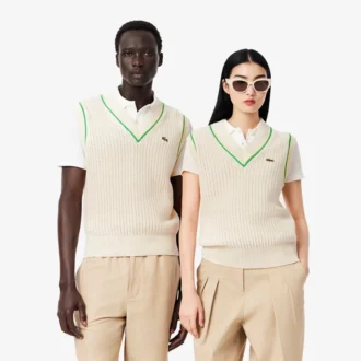 Unisex Kroşe Efektli Kazak Yelek