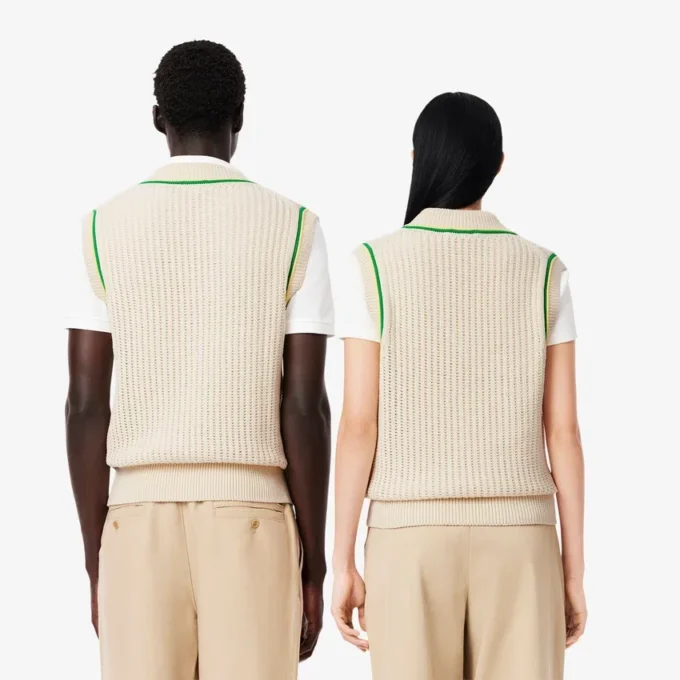 Unisex Kroşe Efektli Kazak Yelek