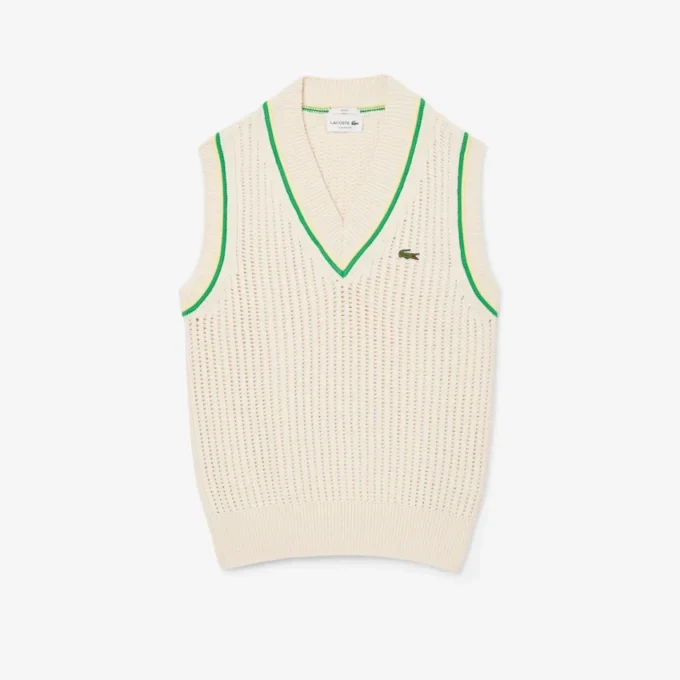 Unisex Kroşe Efektli Kazak Yelek