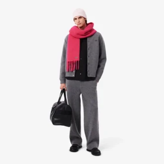 Unisex Püsküllü Alpaka Yün Atkı