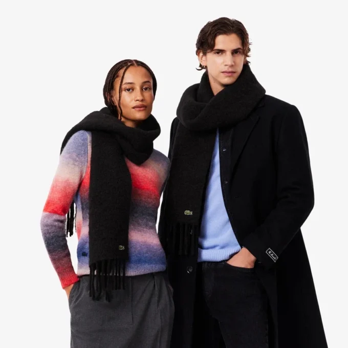 Unisex Püsküllü Alpaka Yün Atkı
