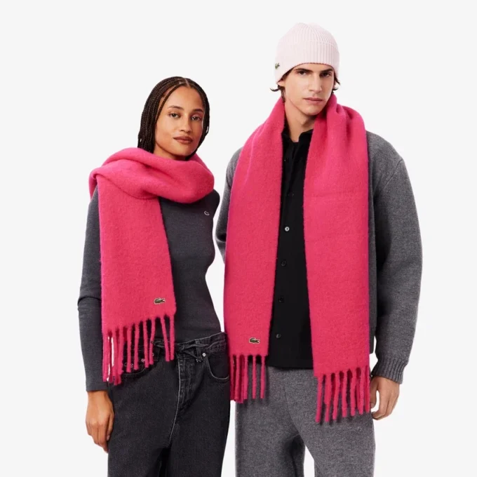 Unisex Püsküllü Alpaka Yün Atkı