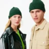 Unisex Ribana Örgü Fırçalanmış Yün Bere