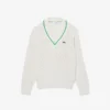 Unisex V Yaka Çizgili Tenis Kazak