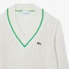 Unisex V Yaka Çizgili Tenis Kazak