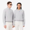 Yüksek Yakalı Kabartmalı Fermuarlı Sweatshirt