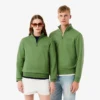 Yüksek Yakalı Kabartmalı Fermuarlı Sweatshirt
