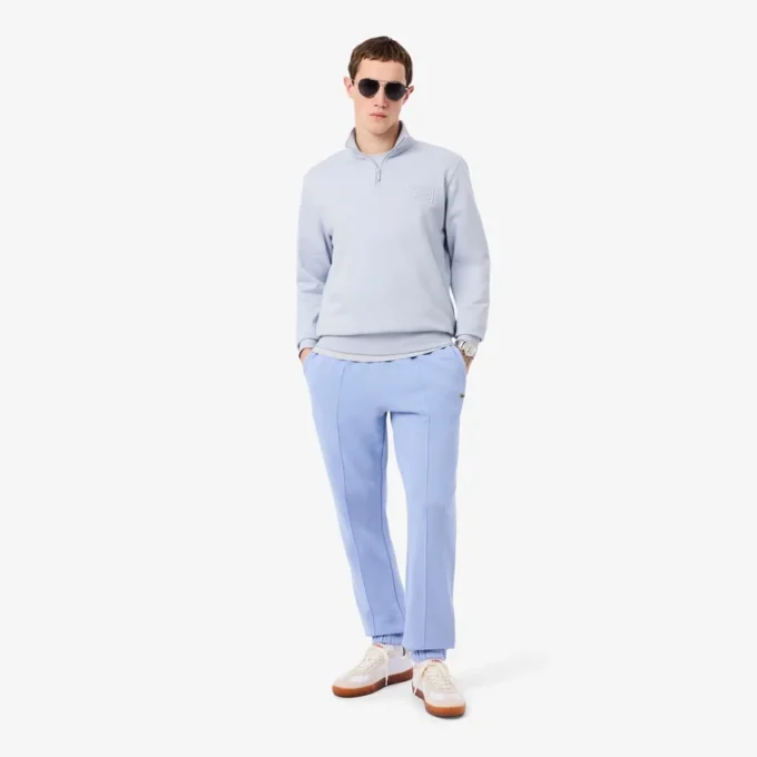 Yüksek Yakalı Kabartmalı Fermuarlı Sweatshirt