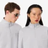 Yüksek Yakalı Kabartmalı Fermuarlı Sweatshirt