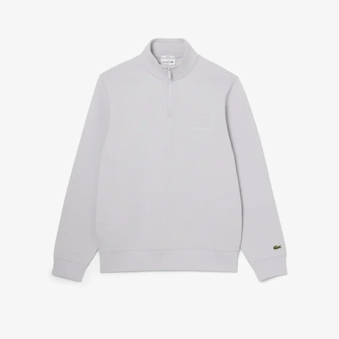 Yüksek Yakalı Kabartmalı Fermuarlı Sweatshirt