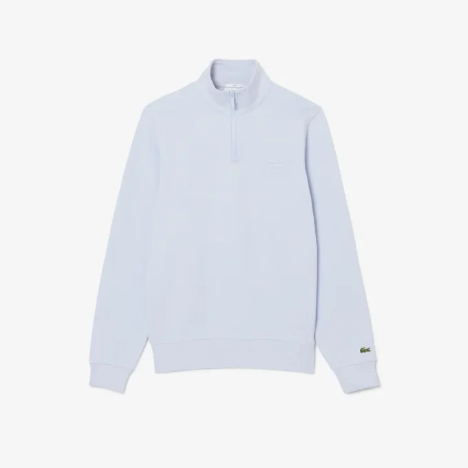 Yüksek Yakalı Kabartmalı Fermuarlı Sweatshirt