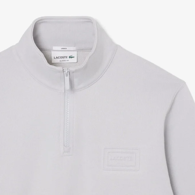 Yüksek Yakalı Kabartmalı Fermuarlı Sweatshirt