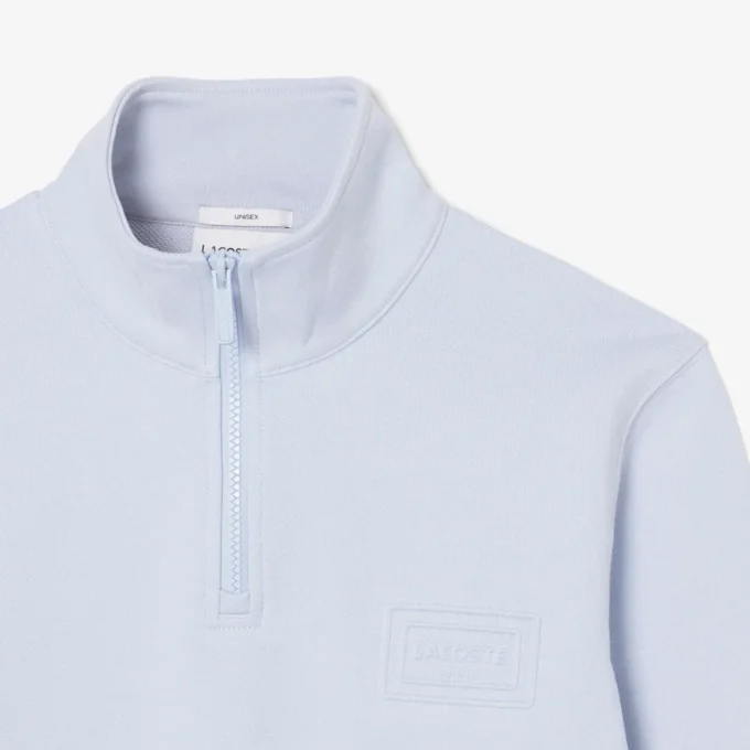 Yüksek Yakalı Kabartmalı Fermuarlı Sweatshirt